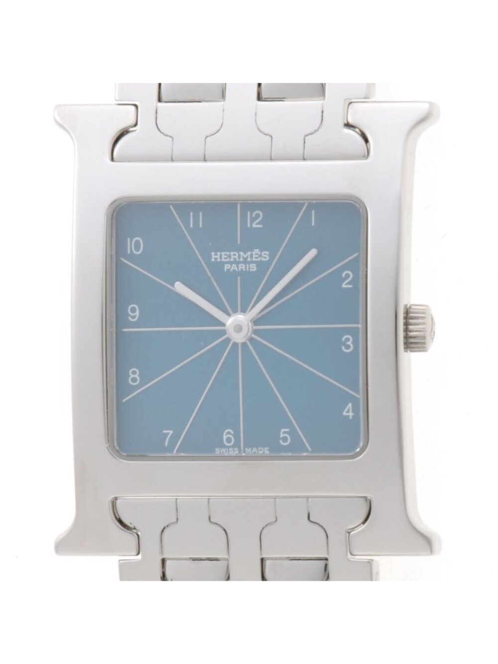 Hermes H Watch Stainless Steel Blue Dial Quartz